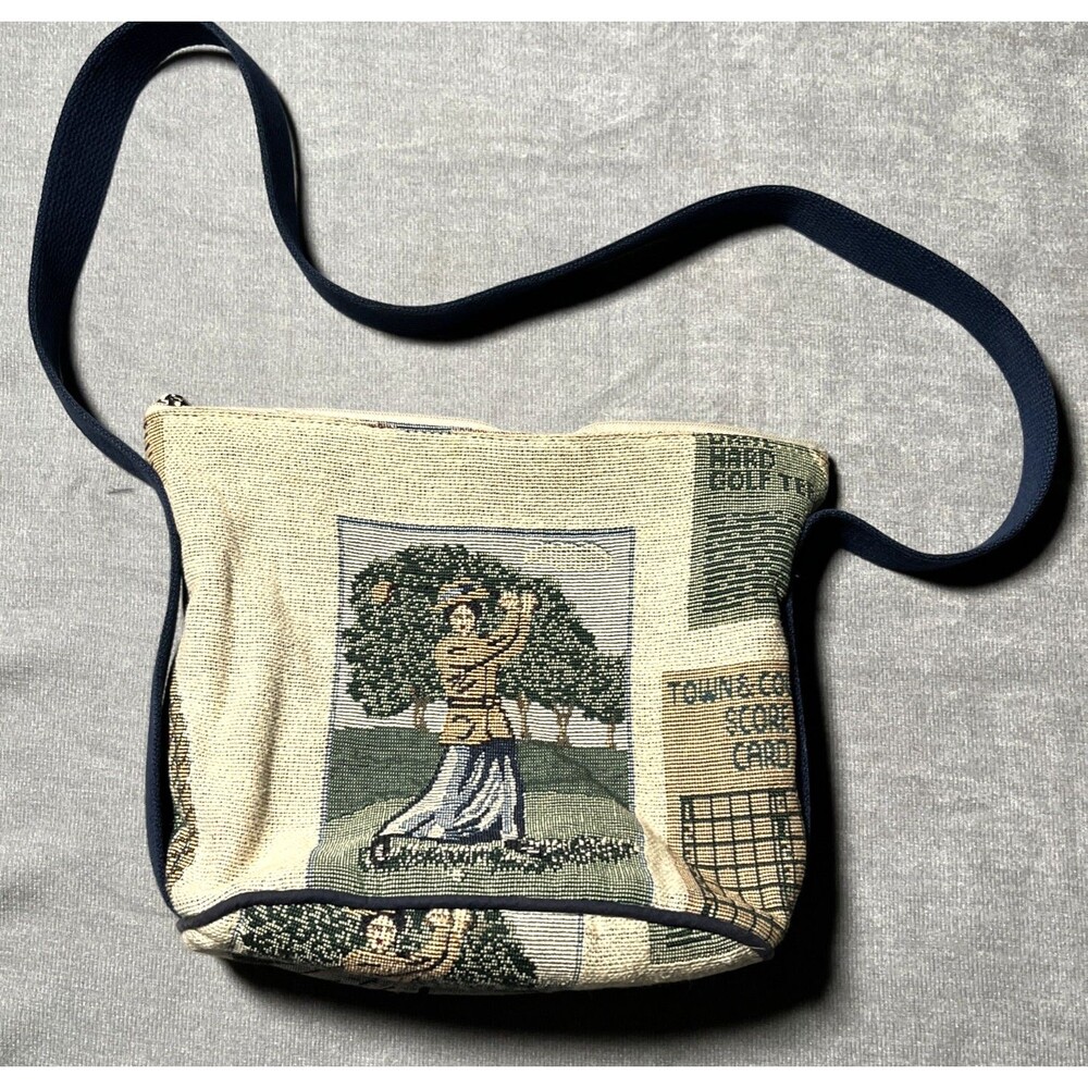 Golf Tapestry Purse Crossbody Shoulder Bag Town & Country Club Woven Jacquard